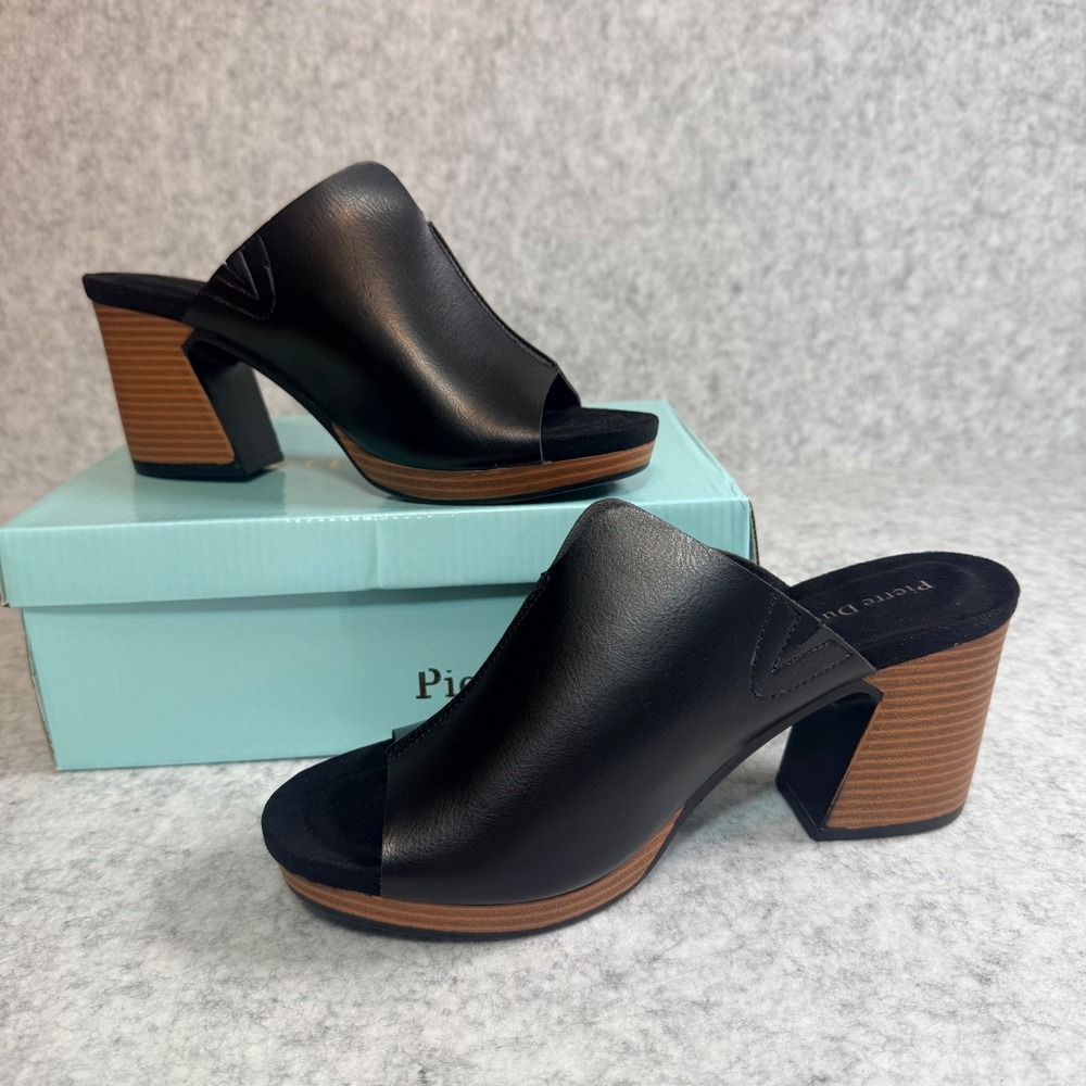 Pierre Dumas Morgen-1 Mules Womens 10 Black Block Heel Platform Open Toe Slides